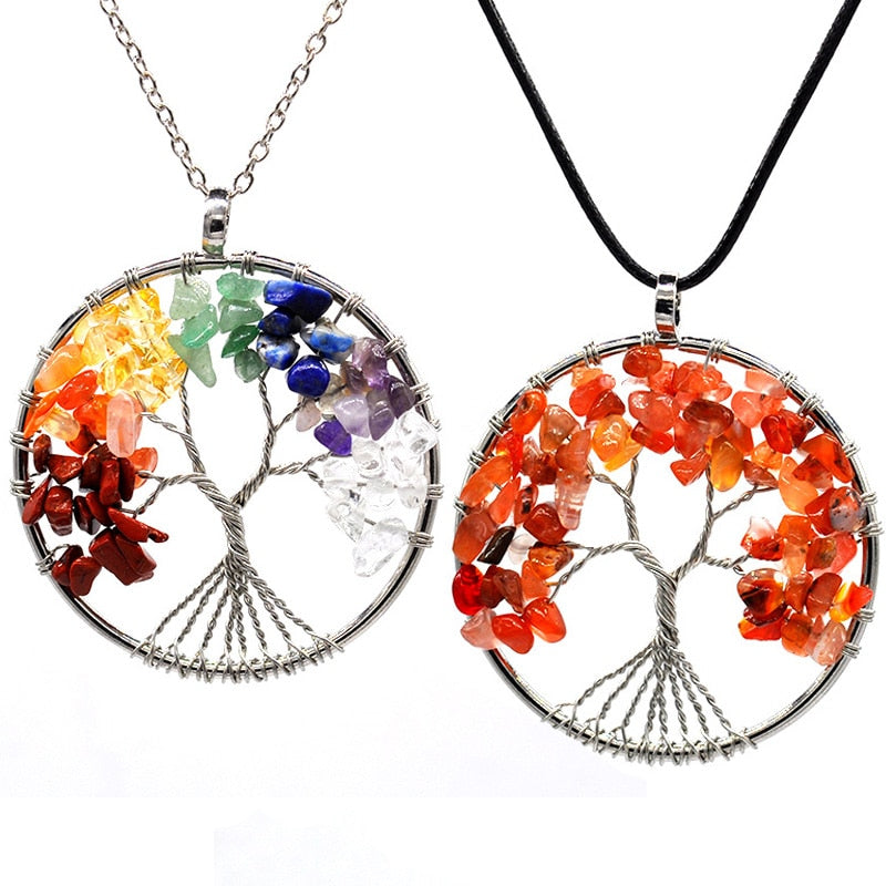 7 Chakra Stone Tree of Life Pendant