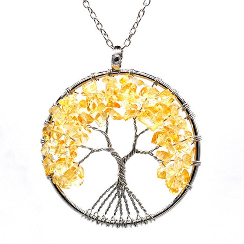 7 Chakra Stone Tree of Life Pendant