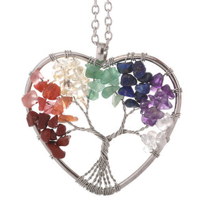 7 Chakra Stone Tree of Life Pendant