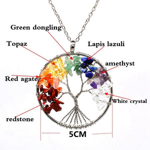 7 Chakra Stone Tree of Life Pendant