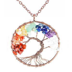 7 Chakra Stone Tree of Life Pendant