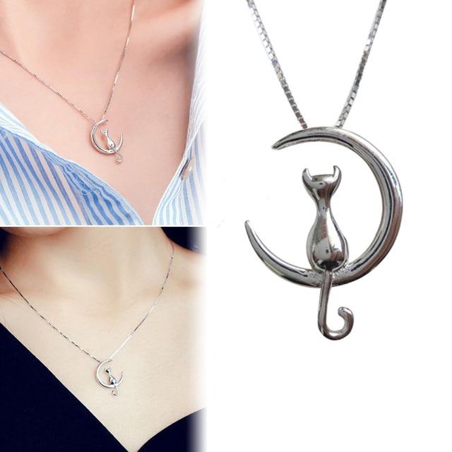 Cat Moon Pendant Necklace