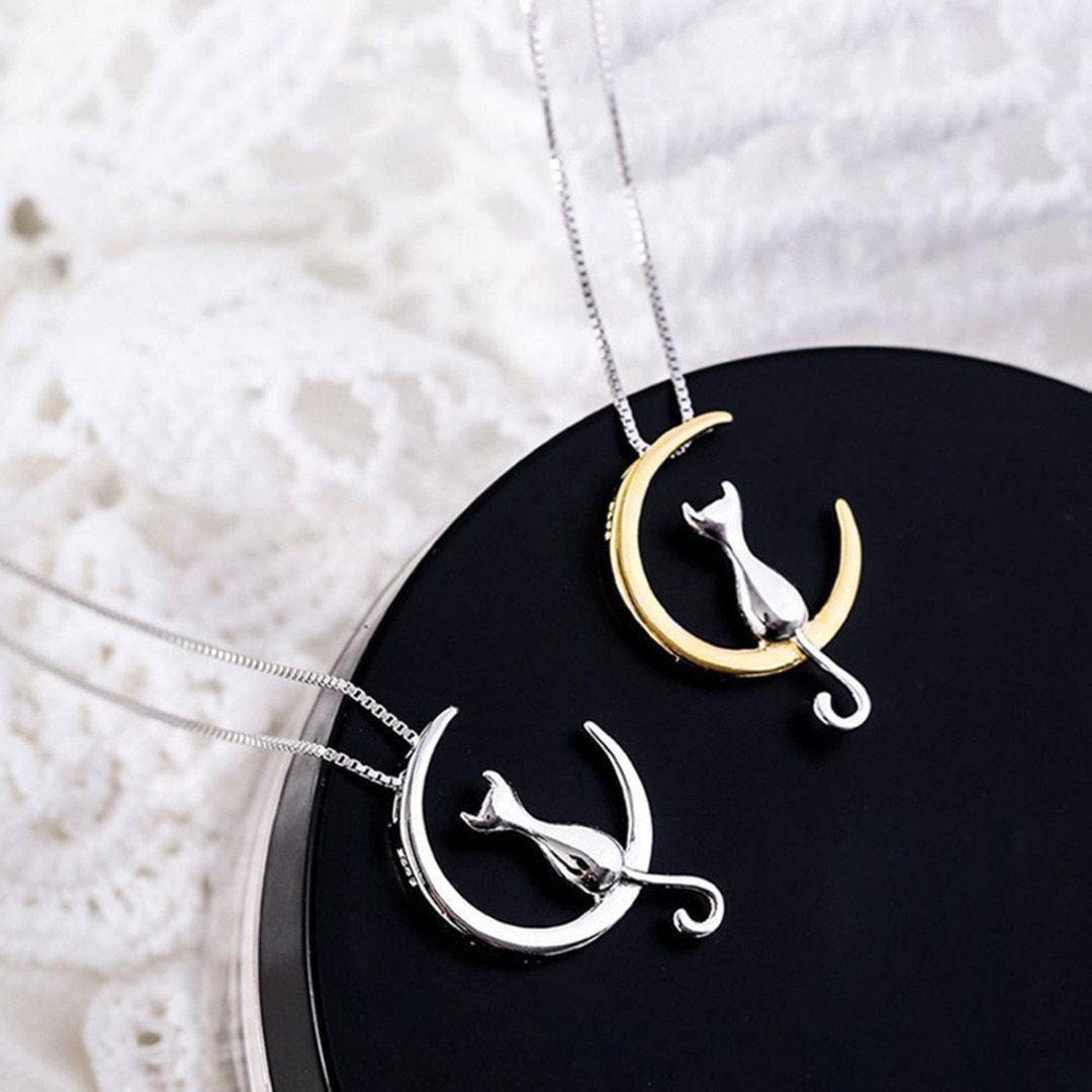 Cat Moon Pendant Necklace