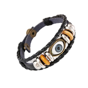 Eye Jewelry Hemp Rope Antique Leather Pendant Bracelet BK