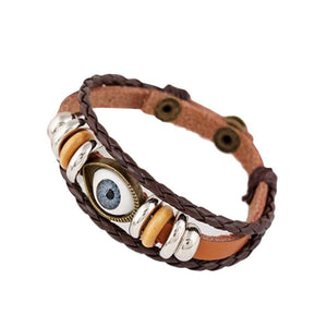 Eye Jewelry Hemp Rope Antique Leather Pendant Bracelet BK