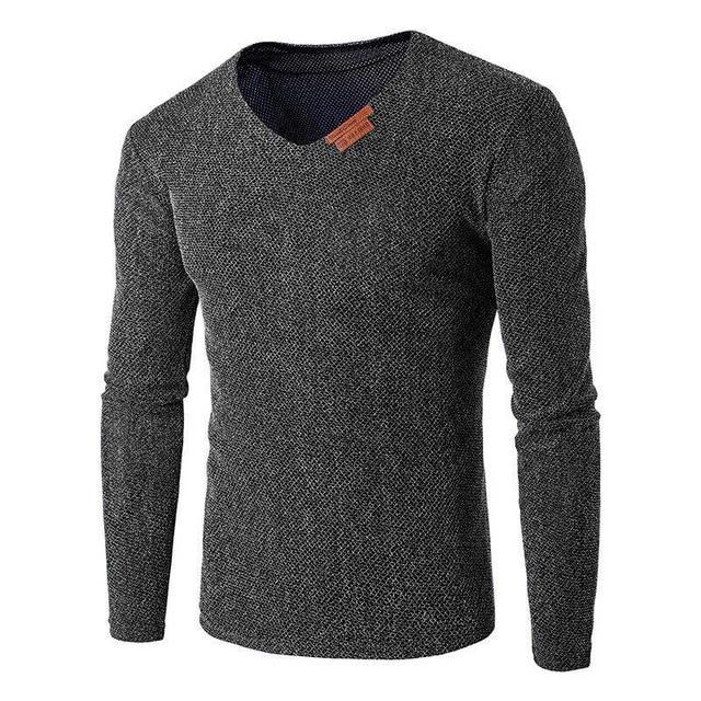 Plus Size Solid V Neck Pullover