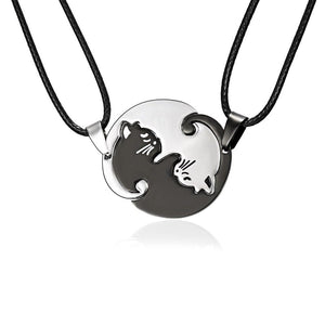 Cat Lover Ying Yang Pendant (Titanium)